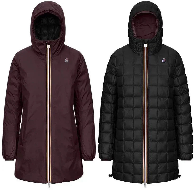 Giubbino Kway Donna Lungo Double Face - Nero/Bordeaux