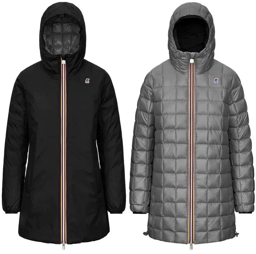 Giubbino Kway Donna Lungo Double Face - Nero/Grigio